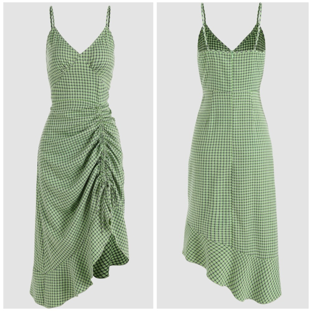 NWOT Plaid Ruffle Midi Dress